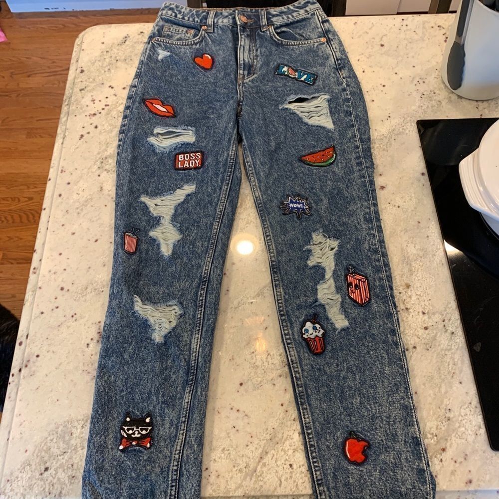 Vintage Style Divided Patch Jeans sz 4